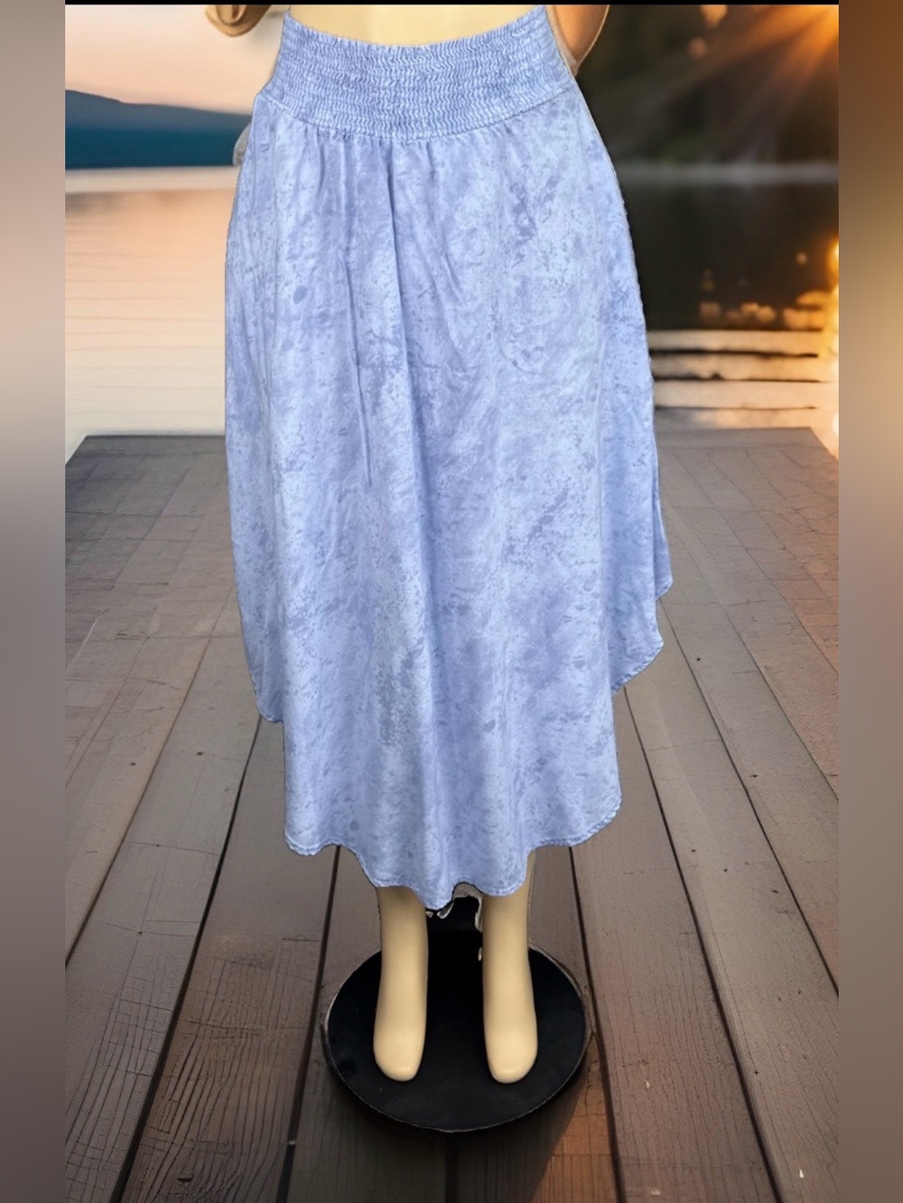 Final Touch Blue Long Asymetrical Skirt Womens Size M Preowned